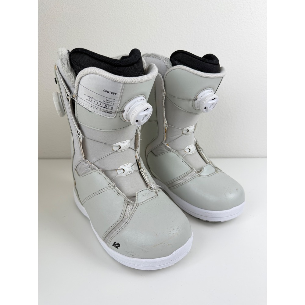 K2 Women Snowboard Boots Contour Size 8 Gray BOA Conda Dual Zone All Mountain